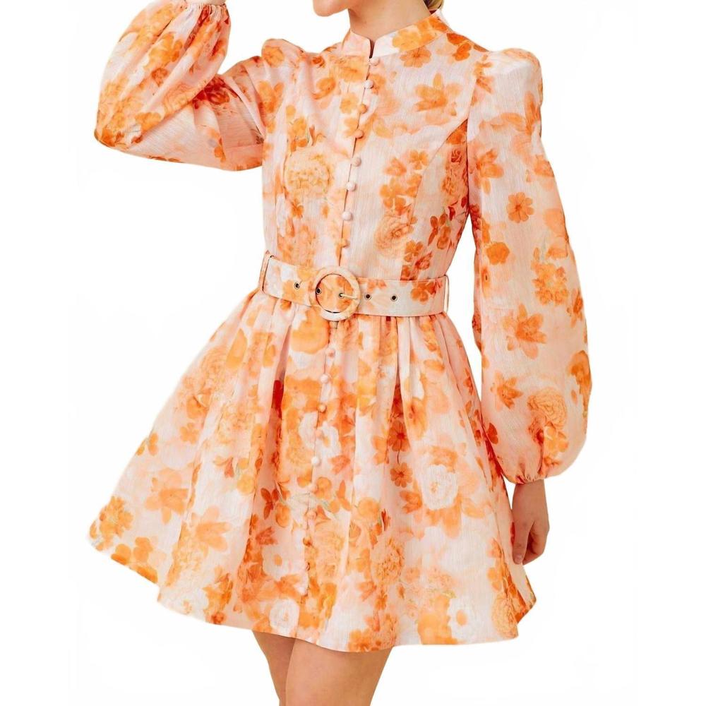 NEW NULL main strip mini dress in orange floral
